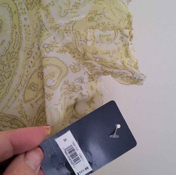 LUCKY BRAND Designer Ariel Yellow Paisley Peasant Tiered Maxi Dress!! NWT!! - Picture 10 of 13